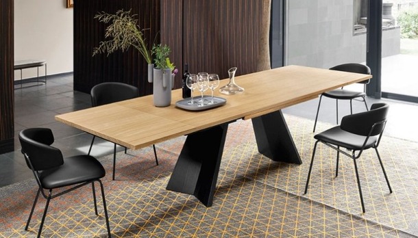 Calligaris Icaro design tafel met blad in hout of keramiek - 3